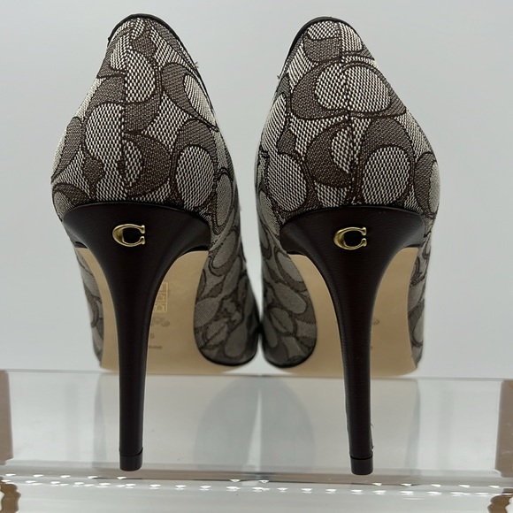 Coach Skyler Monogram Jacquard Pumps Oak Maple - Picture 4 of 15
